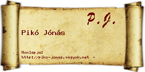 Pikó Jónás névjegykártya